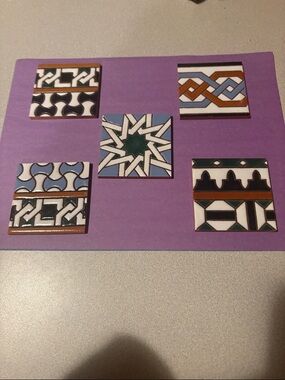 Mudejar Glazed Tile Coaster Set in Multicolor
